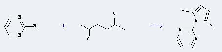 2-Aminopyrimidine can react with hexane-2,5-dione to produce 2-(2,5-dimethyl-pyrrol-1-yl)-pyrimidine